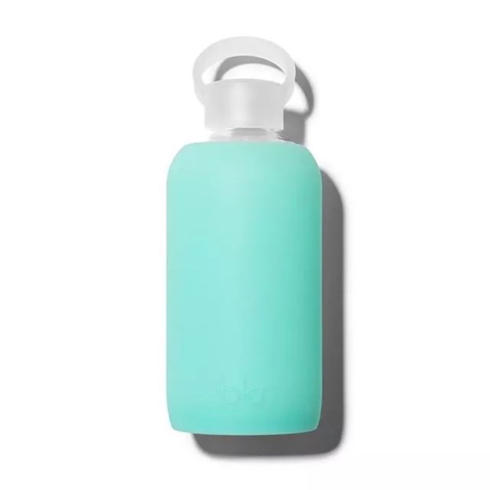 Bkr Large Glass Water Bottle Silicone Sleeve Ocean Blue Green